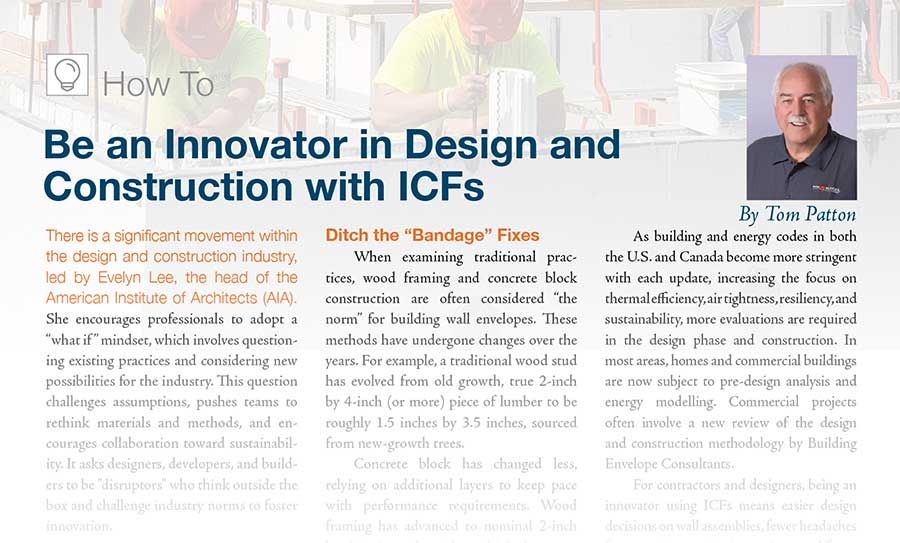 Be an Innovator in Design and Construction with ICFs